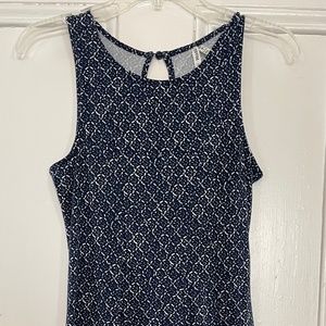 Mudd Navy Sleeveless Patterned Dress Medium